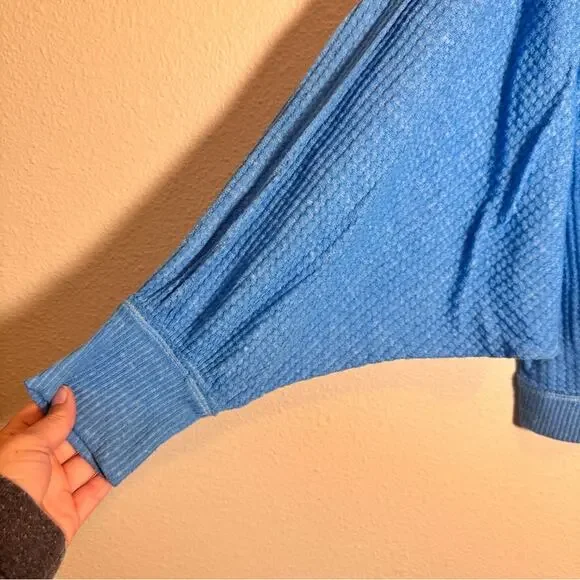 Free People Blue Westend Thermal Top Blouse Womens S Oversized Boho Fall Sweater - Picture 3 of 11